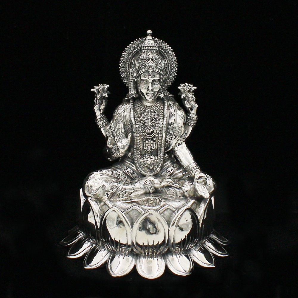 Silver Lotus Small Laxmiji Murti